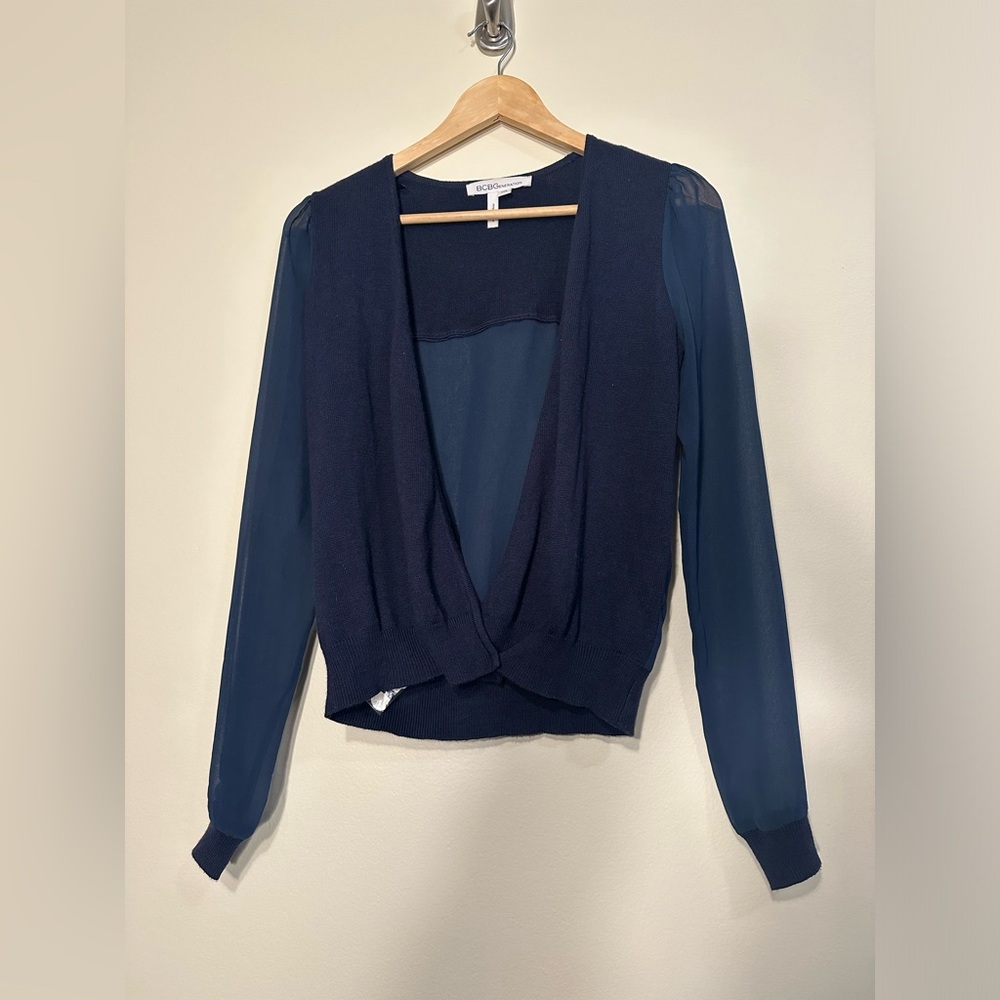 BCBMAXAZRIA  Blue Chiffon Cardigan top